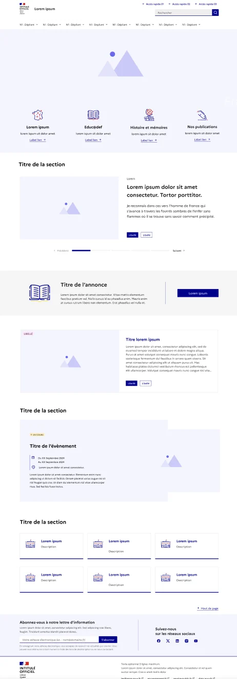 Wireframe de la nouvelle page d’accueil